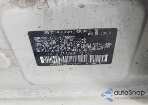 2015 Subaru Impreza 2.0I Sport Limited z USA, uszkodzony, nr VIN JF1GPAV62F8201587